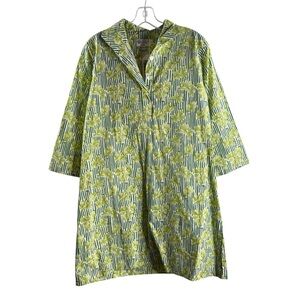 HOLLY SHAE SIZE X-SMALL/MEDIUM GREEN FLORAL/STRIPE 3/4 SLEEVE DRESS NWT $210